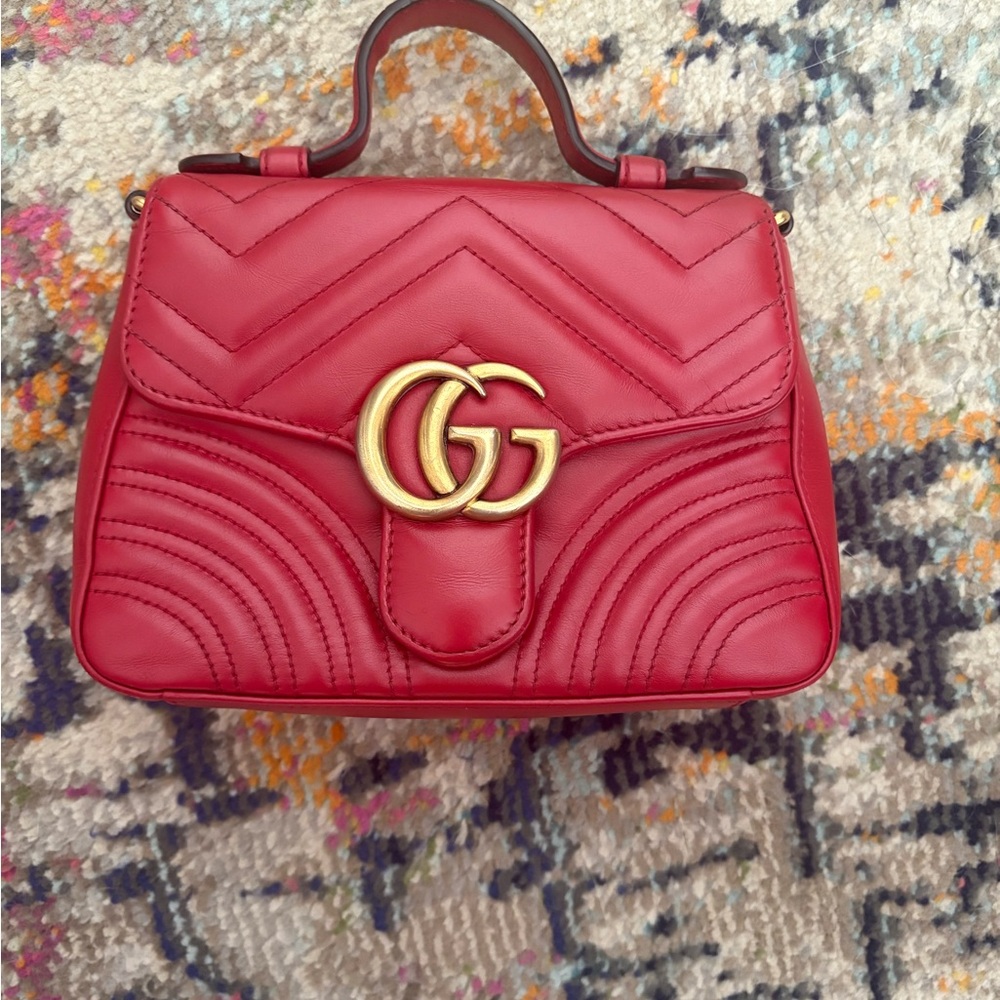 Gucci Red  Top Handle Marmot Bag Small